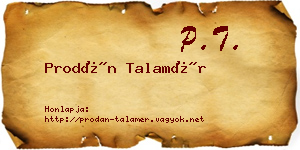 Prodán Talamér névjegykártya